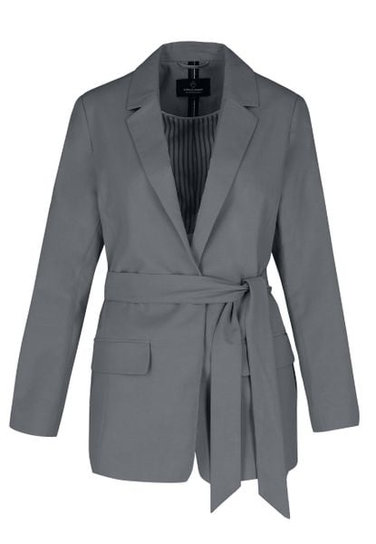 Marynarka z bawełną JB-RUNTA. Szare marynarki i żakiety damskie Volcano, s, bez wzorów, z bawełny, eleganckie. Za 249.99 zł.