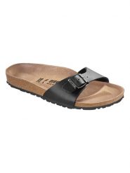 Birkenstock Klapki "Madrid" w kolorze czarnym rozmiar: 42. Czarne klapki damskie Birkenstock, bez wzorów, bez obcasa. Za 292.61 zł.