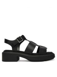 Calvin Klein Sandały Chunky Sandal Fisherm Lth HW0HW02904 Czarny. Czarne sandały damskie CALVIN KLEIN, bez wzorów, ze skóry, bez obcasa, na płaskiej podeszwie. Za 529.99 zł.