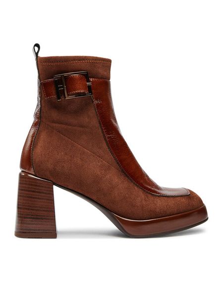 Hispanitas Botki Velour Str-I24 HI243664 Brązowy. Brązowe botki damskie Hispanitas, ze skóry, bez obcasa, na słupku, bez zapięcia. Za 539.99 zł.