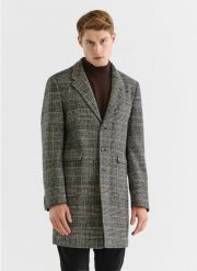 PAKO LORENTE – Brązowy płaszcz męski w kratę. Brązowe płaszcze męskie Pako Lorente, na zimę, m, bez wzorów, z poliesteru. Za 499.99 zł.