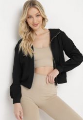 Czarna Bluza z Kapturem Zapinana na Zamek Błyskawiczny Etarvia. Czarne bluzy z kapturem damskie Born2be, na lato, l. Za 34.99 zł.