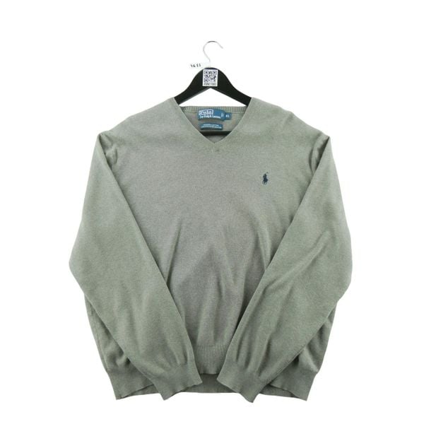 Second life - Sweter męski Pima Cotton V-Neck Sweater - Jak nowy. Szare swetry męskie Ralph Lauren, l, bez wzorów, z bawełny, bez kołnierzyka. Za 212.96 zł.