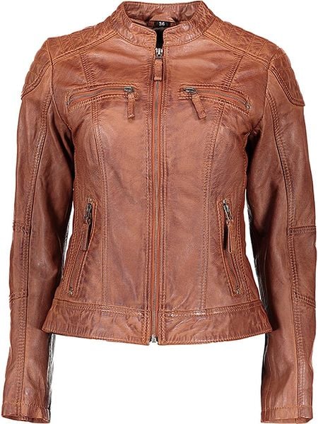 7eleven Skórzana kurtka "Narbon" w kolorze brązowym rozmiar: 36. Brązowe kurtki damskie 7eleven, bez wzorów, z materiału, bez kaptura. Za 426.40 zł.