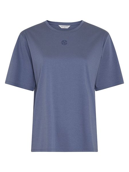 MOSS COPENHAGEN Koszulka w kolorze niebieskim rozmiar: M/L. Niebieskie bluzki damskie MOSS COPENHAGEN, l, bez wzorów, z bawełny, bez kołnierzyka. Za 94.95 zł.