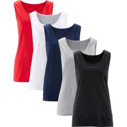 Długi top z czystej bawełny (5 sztuk). Czarne topy damskie bonprix, bez wzorów, z bawełny, bez kołnierzyka. Za 112.99 zł.