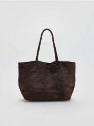 Pleciona torebka handmade - ciemnobrązowy. Brązowe torebki klasyczne damskie Reserved, bez wzorów, bez dodatków. Za 159.99 zł.
