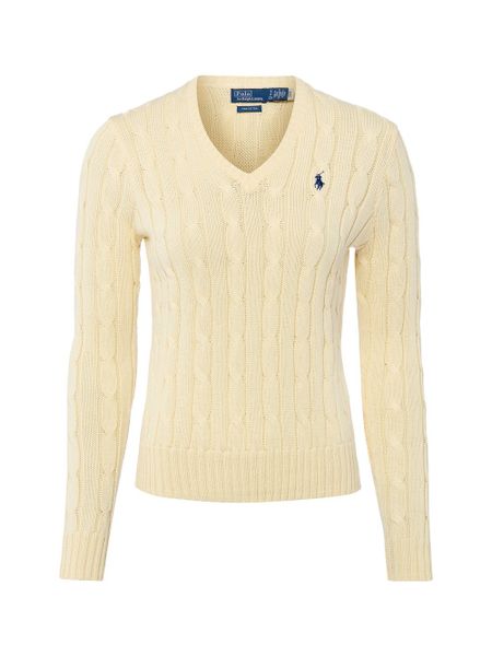 Polo Ralph Lauren Sweter z dzianiny Kobiety Bawełna żółty, XS. Żółte swetry klasyczne damskie Polo Ralph Lauren, xs, z bawełny, bez kołnierzyka. Za 989.95 zł.