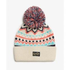 Czapka dzianinowa z wzorem dla kobiet Superdry. Brązowe czapki zimowe damskie Superdry., z dzianiny. W wyprzedaży za 131.70 zł.