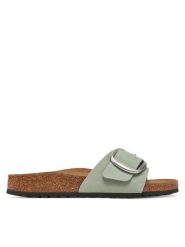 Birkenstock Klapki Madrid Big Buckle 1029293 Zielony. Zielone klapki damskie Birkenstock, bez wzorów, ze skóry, bez obcasa. Za 539.99 zł.