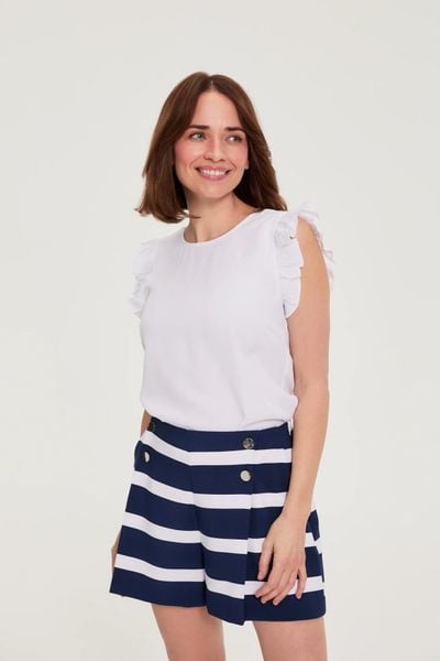 Koszula z falbankami biała. Białe koszule damskie MOODO, l, bez wzorów, z wiskozy, bez kołnierzyka, bez ramiączek. Za 79.99 zł.