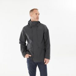 Kurtka turystyczna męska Quechua NH550 wodoodporna. Brązowe kurtki męskie QUECHUA, l, bez wzorów, z bawełny, sportowe, z kapturem. Za 249.99 zł.
