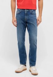 Męskie Spodnie Jeansowe Mustang Style Oregon Slim Denim Blue 1017434 5000 684. Niebieskie spodnie materiałowe męskie Mustang, bez wzorów, z denimu. Za 219.99 zł.