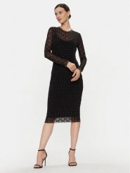 Nissa Sukienka koktajlowa RS14530 Czarny Slim Fit. Czarne sukienki damskie Nissa, bez wzorów, z syntetyku, wizytowe, bez kołnierzyka, bez ramiączek. Za 1,219.00 zł.