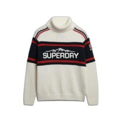 Damski sweter z golfem po nartach Superdry. Białe golfy damskie Superdry., m, z aplikacjami, bez ramiączek. Za 464.70 zł.