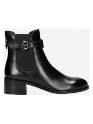 Wojas Skórzane botki w kolorze czarnym rozmiar: 38. Czarne botki damskie Wojas, eleganckie, bez obcasa, bez zapięcia. Za 283.74 zł.