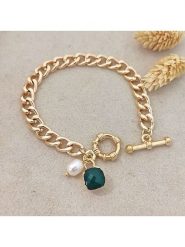 Nakkash Pozłacana bransoletka z kryształem rozmiar: onesize. Zielone bransoletki damskie Nakkash, pozłacane. Za 65.23 zł.