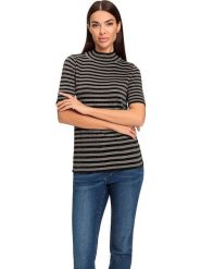 Heine Sweter w kolorze czarno-szarobrązowym rozmiar: 44. Czarne golfy damskie Heine, bez kołnierzyka. Za 48.16 zł.