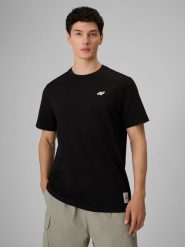 4F T-shirt relaxed z nadrukiem męski - czarny S. Czarne t-shirty męskie 4f, m, bez wzorów, z bawełny, bez kołnierzyka. Za 79.99 zł.