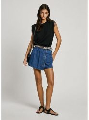 Pepe Jeans Szorty dżinsowe w kolorze niebieskim rozmiar: W27. Niebieskie szorty damskie Pepe Jeans, z aplikacjami, z jeansu, klasyczne, z podwyższonym stanem. Za 127.65 zł.