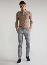 Spodnie męskie w kratę P22SF-WX-005-S-0. Szare spodnie materiałowe męskie Pako Lorente, bez wzorów, z elastanu, casualowe. Za 99.99 zł.