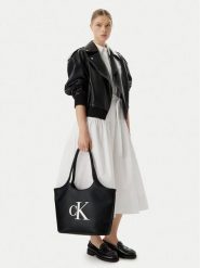 Calvin Klein Torebka Bold Ck LV04F3562G Czarny. Czarne torebki klasyczne damskie CALVIN KLEIN, bez wzorów, ze skóry, bez dodatków. Za 529.99 zł.