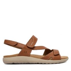 Sandały Josef Seibel. Brązowe sandały damskie Josef Seibel, bez wzorów, bez obcasa, na płaskiej podeszwie. Za 429.99 zł.