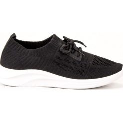 Ideal Shoes czarne Tekstylne Obuwie Sportowe. Czarne buty sportowe na co dzień damskie IDEAL SHOES, bez wzorów, ze skóry, na jogę i pilates. W wyprzedaży za 69.00 zł.