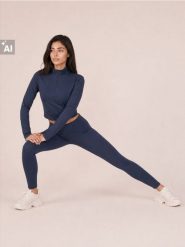 Legginsy sportowe z przeszyciami - granatowy. Niebieskie legginsy damskie Sinsay, l, bez wzorów. Za 39.99 zł.