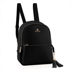 Plecak damski MILEY czarny. Czarne plecaki damskie Betlewski, bez wzorów, ze skóry ekologicznej. Za 91.02 zł.