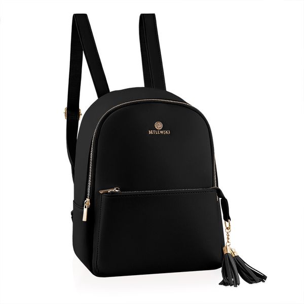 Plecak damski MILEY czarny. Czarne plecaki damskie Betlewski, bez wzorów, ze skóry ekologicznej. Za 91.02 zł.