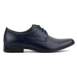 Olivier Buty męskie skórzane wizytowe 263LU granatowe niebieskie. Niebieskie buty wizytowe męskie z jeansu, bez zapięcia. Za 367.89 zł.