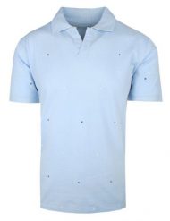 Koszulka Polo, Męska - Pako Jeans - Niebieska w Małe Żaglówki. Niebieskie koszulki polo męskie Pako Jeans, l, bez wzorów, z bawełny, bez ramiączek. Za 115.00 zł.