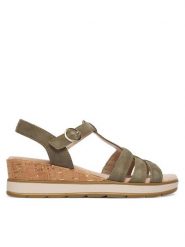 Caprice Sandały 9-28709-44 Zielony. Zielone sandały damskie Caprice, bez wzorów, z nubiku, bez obcasa, na koturnie. Za 235.99 zł.