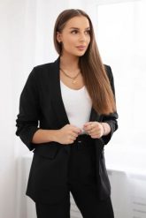Komplet elegancki marynarki ze spodniami czarny. Czarne marynarki i żakiety damskie Kesi Włoski, l, bez wzorów, z bawełny, eleganckie. Za 397.29 zł.