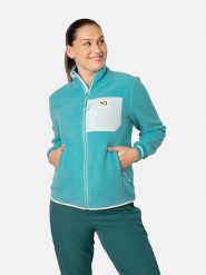 KARI TRAA Kurtka polarowa "Rothe" w kolorze turkusowym rozmiar: S. Niebieskie kurtki damskie Kari Traa, s, bez wzorów, z polaru, bez kaptura. Za 248.27 zł.