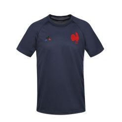Koszulka do rugby replika Francuskiej Reprezentacji Rugby XV de France. T-shirty damskie Le Coq Sportif, s, bez wzorów, z bawełny, bez kołnierzyka. Za 139.99 zł.
