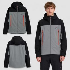 SOFTSHELL MĘSKI 4F KURTKA TREKKINGOWA CZARNA. Czarne kurtki softshell damskie 4f, l, bez wzorów, z softshellu, bez kaptura. Za 399.99 zł.