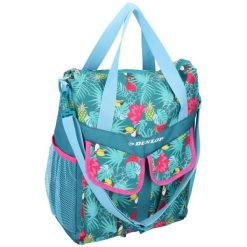 Sakwa torba rowerowa Dunlop 20L na bagażnik w kwiaty. Czerwone shopper bag damskie Dunlop, bez wzorów, bez dodatków. Za 152.90 zł.