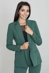 Żakiet Elegancki Taliowany na Jeden Guzik - Zielony. Zielone marynarki i żakiety damskie Figl, l, bez wzorów, z materiału, eleganckie. Za 259.00 zł.
