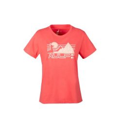 T-shirt damski AULP BINTA luźny turystyczny z recyklingu. Czerwone t-shirty damskie Aulp, m, bez wzorów, z bawełny, bez kołnierzyka. Za 179.99 zł.