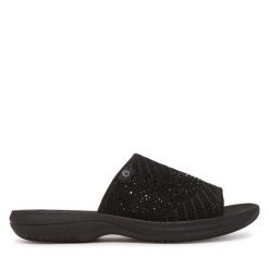 Klapki Jana. Czarne klapki damskie JANA, bez wzorów, bez obcasa. Za 139.99 zł.