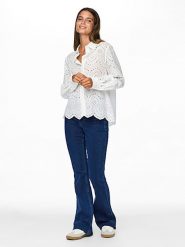 Pieces Bluzka "Vilde" w kolorze białym rozmiar: M. Białe bluzki damskie Pieces, m, bez wzorów, z bawełny, bez kołnierzyka, bez ramiączek. Za 104.39 zł.