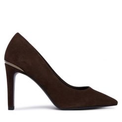 Szpilki Tamaris. Brązowe szpilki Tamaris, bez wzorów, bez obcasa. Za 394.99 zł.