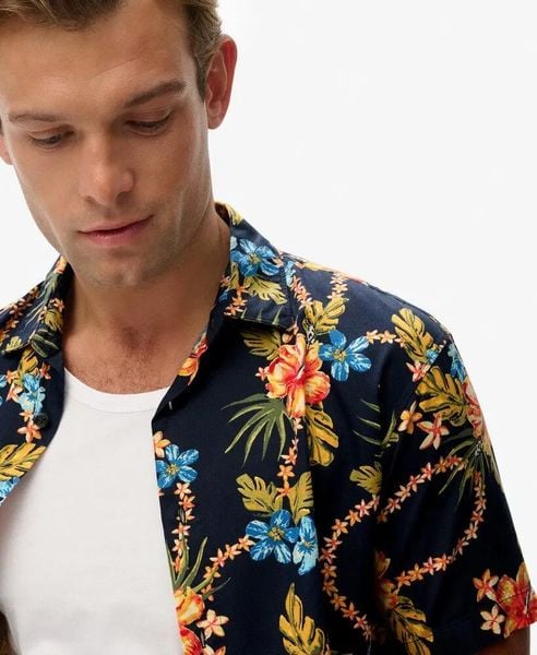 Superdry Koszula Hawaiian z nadrukiem, bawełna-modal. Niebieskie koszule damskie Superdry., m, bez wzorów, z bawełny, bez kołnierzyka, bez ramiączek. Za 279.65 zł.