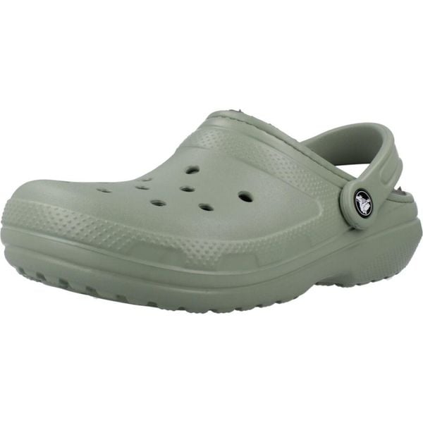 Sandały CROCS CLASSIC LINED CLOG Zielony. Zielone obuwie trekkingowe damskie Crocs, bez wzorów, z gumy, bez obcasa. Za 231.99 zł.