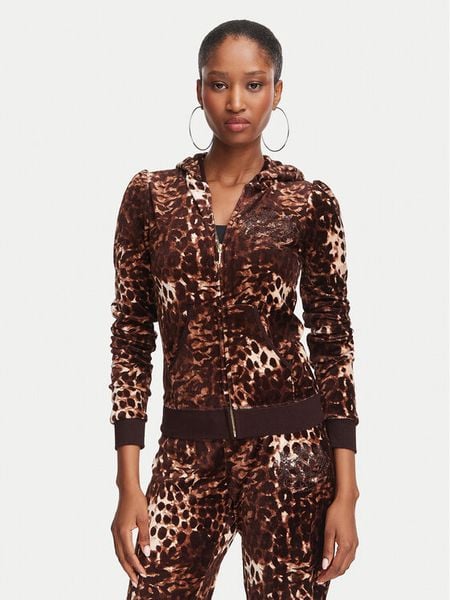 Juicy Couture Bluza Robyn JCWAS226338 Brązowy Slim Fit. Brązowe bluzy bez kaptura damskie Juicy Couture, xs, z bawełny. Za 449.99 zł.