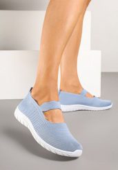 Niebieskie Wsuwane Tenisówki z Ozdobnym Paskiem i Perforacją Zelsedi. Niebieskie trampki i tenisówki damskie Born2be, bez wzorów, z jeansu. Za 44.99 zł.