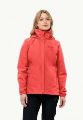 JACK WOLFSKIN Kurtka przeciwdeszczowa damska. Czerwone kurtki damskie Jack Wolfskin, l, bez kaptura. Za 269.75 zł.