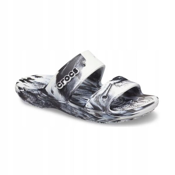 Klapki Dla Dorosłych Crocs Classic Marbled. Białe klapki damskie Crocs, bez wzorów, z materiału, bez obcasa. Za 99.99 zł.